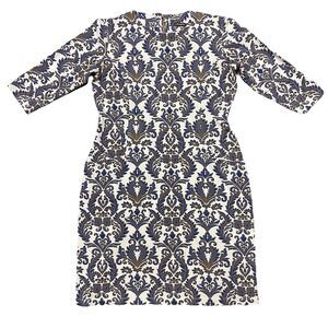J.McLaughlin Catalyst Sheath Dress Size XS Damask 3/4 Sleeve Stretch Career Work